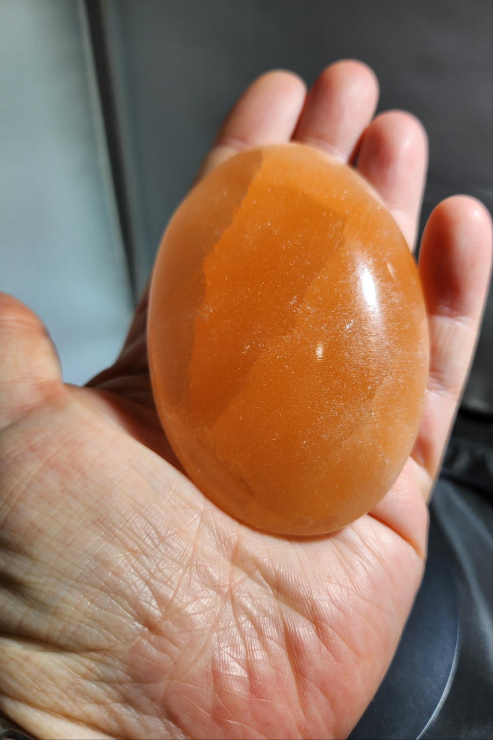 Peach Selenite Palmstone