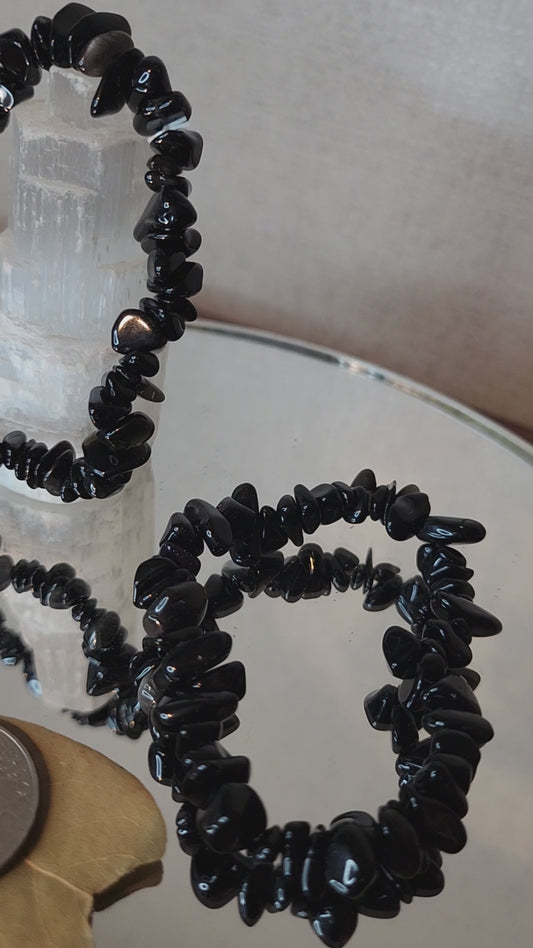 Black Obsidian Chip Bracelet