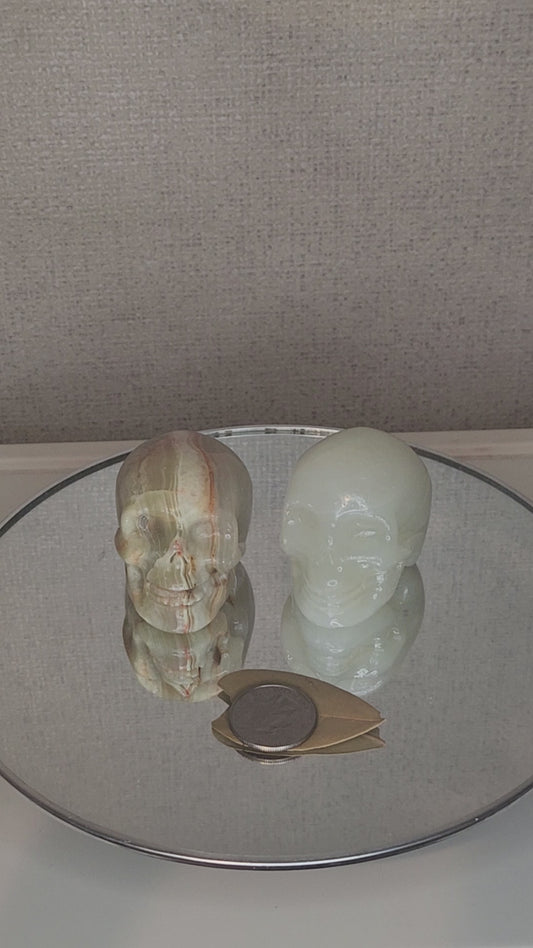 Green Banded Calcite Skulls