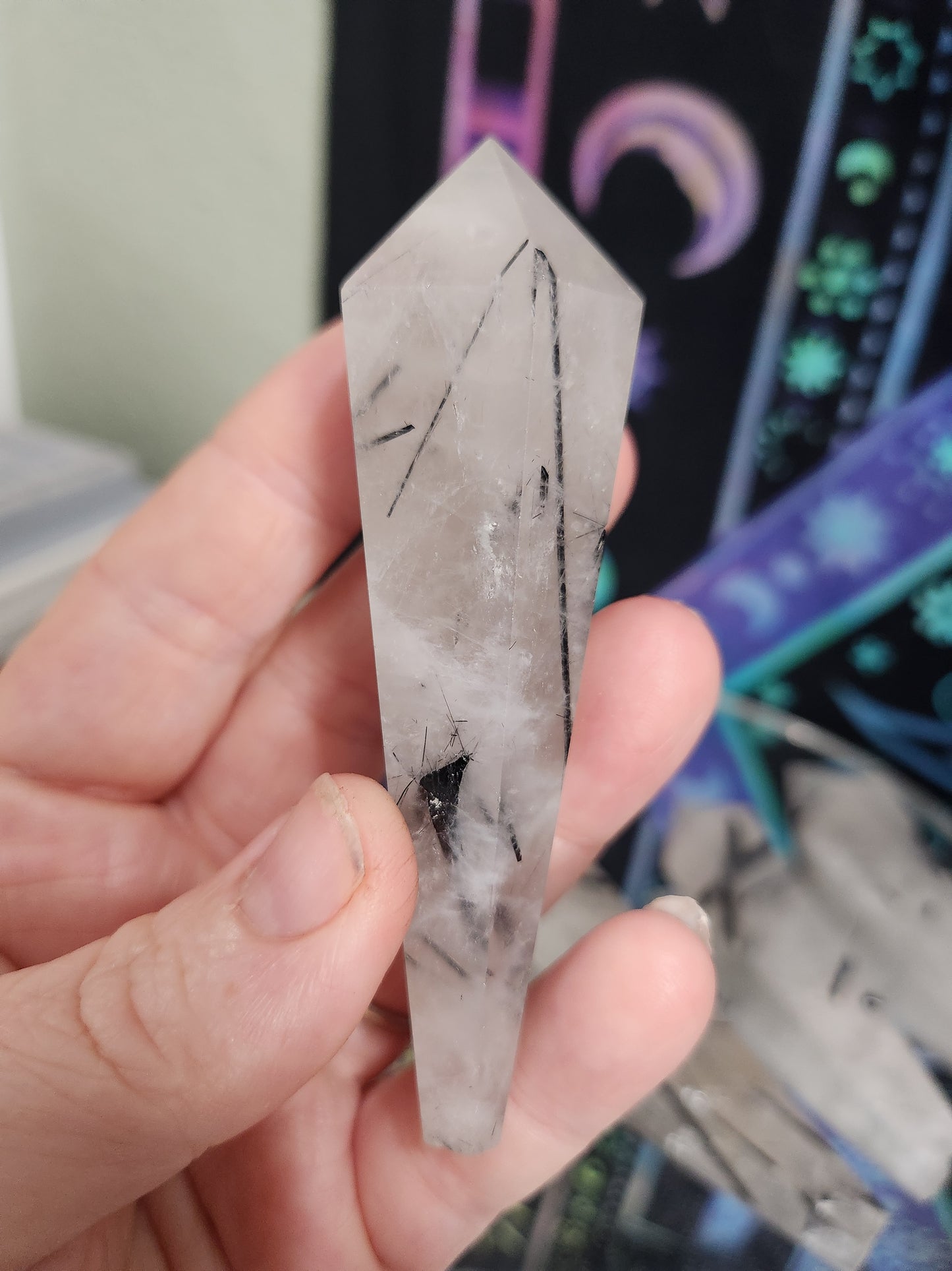 Black Tourmaline in Quartz Wands