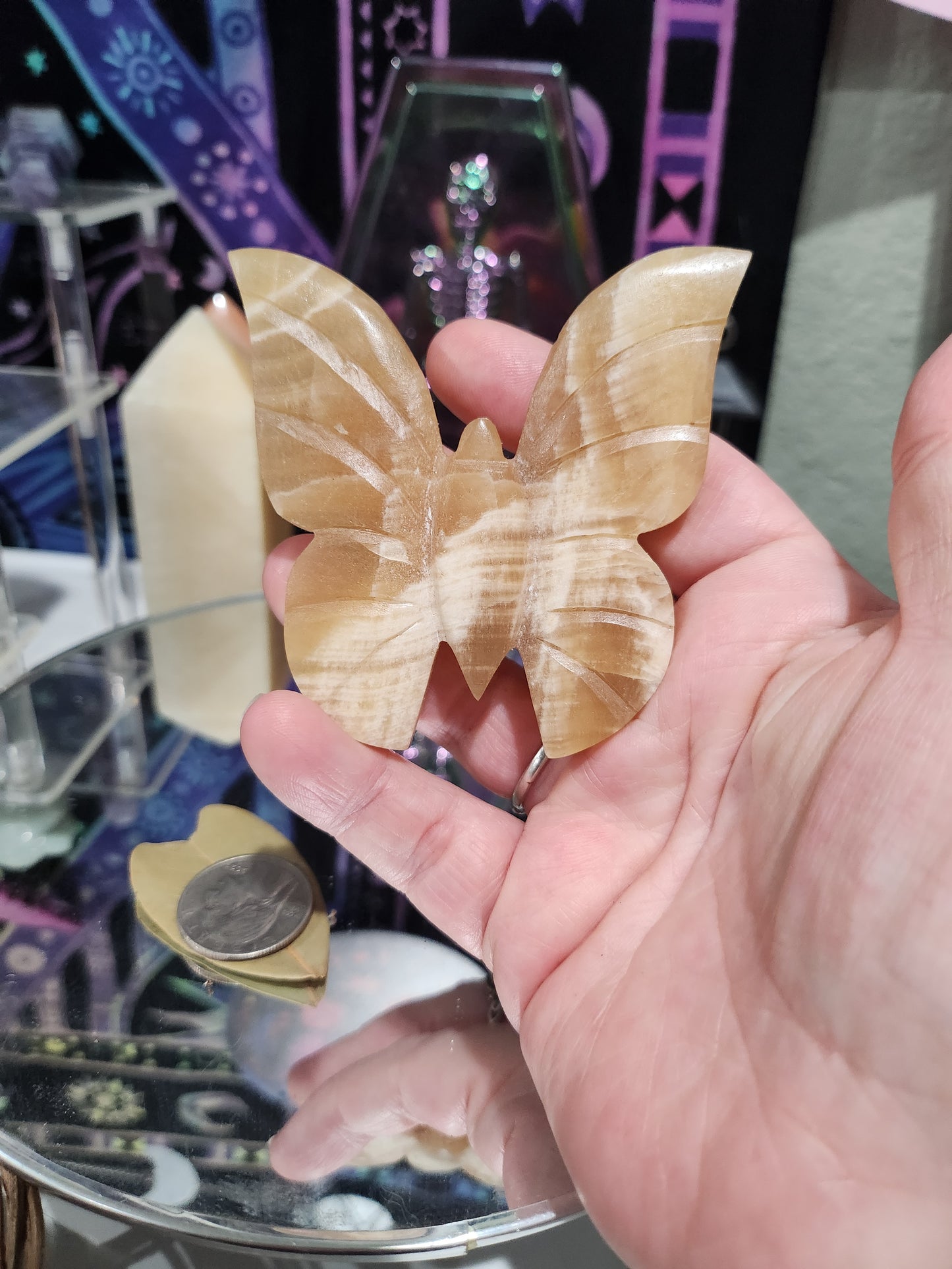 Honey Calcite Butterfly