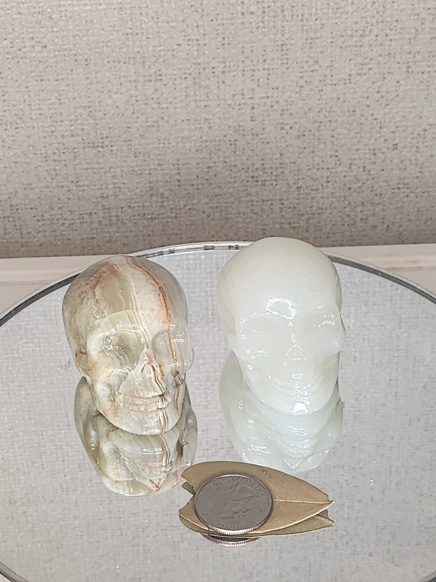Green Banded Calcite Skulls