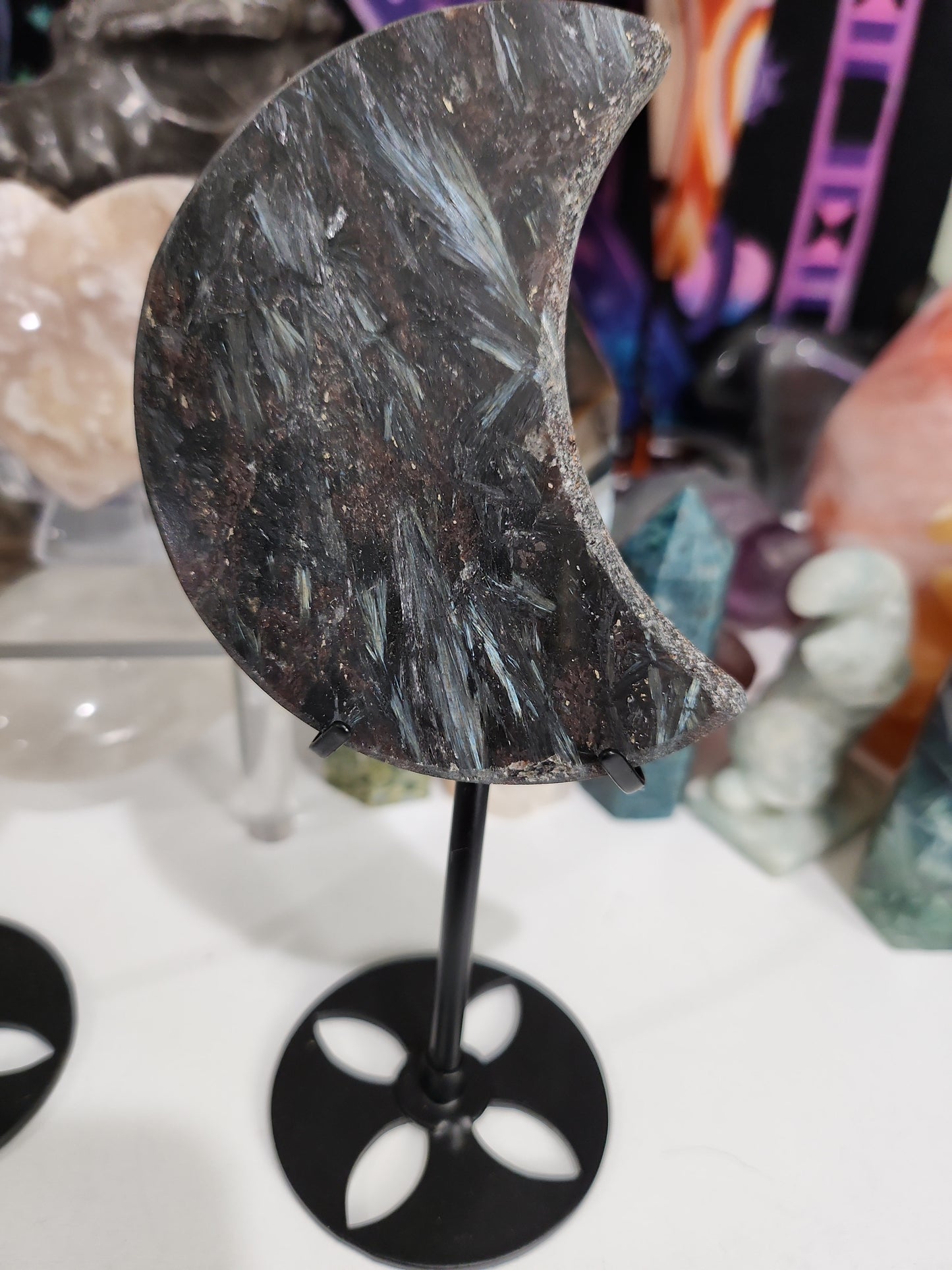 Firework Stone Crescent Moon with stand