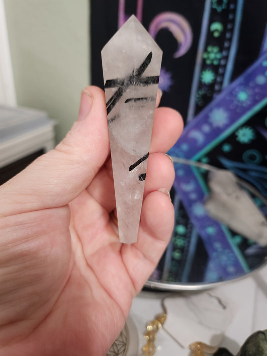 Black Tourmaline in Quartz Wands
