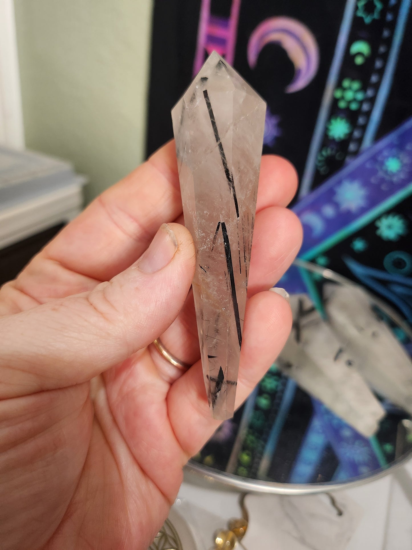 Black Tourmaline in Quartz Wands