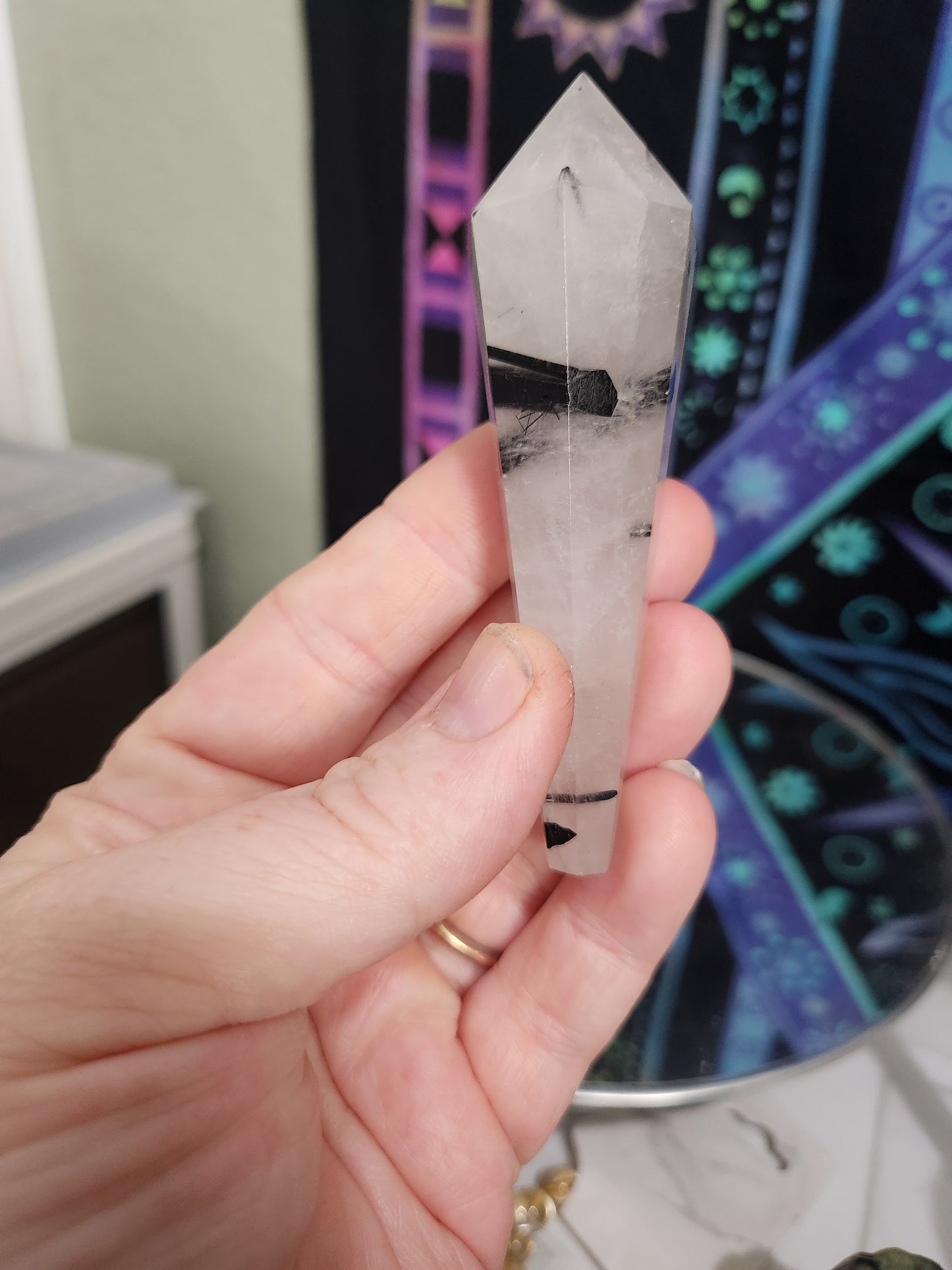 Black Tourmaline in Quartz Wands